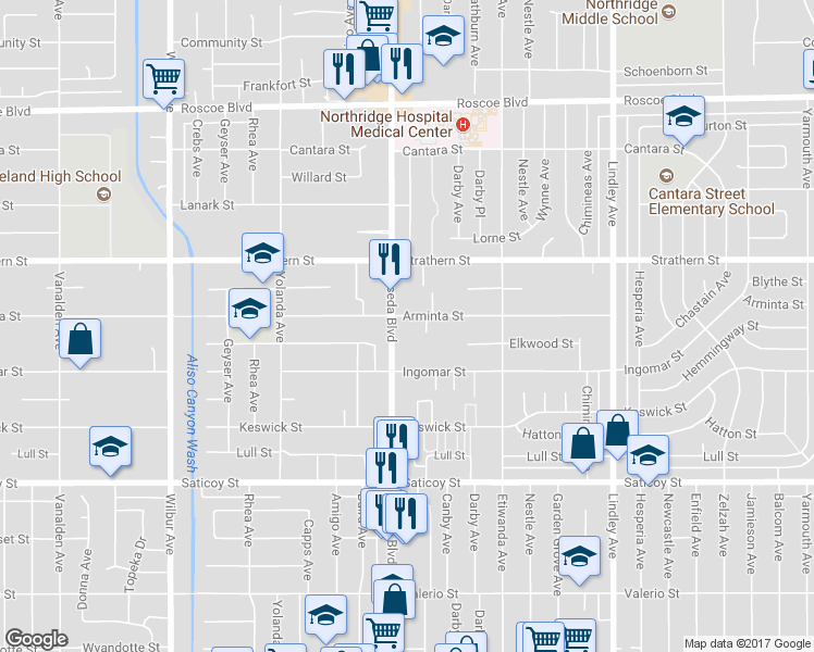map of restaurants, bars, coffee shops, grocery stores, and more near in Los Angeles