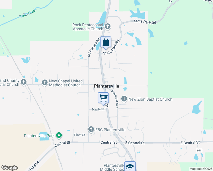 map of restaurants, bars, coffee shops, grocery stores, and more near in Plantersville
