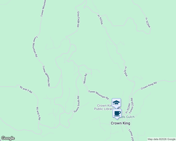 map of restaurants, bars, coffee shops, grocery stores, and more near 6897 Torpedo Road in Crown King