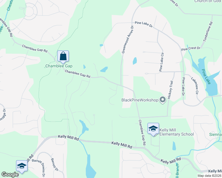 map of restaurants, bars, coffee shops, grocery stores, and more near Greystone Place in Cumming