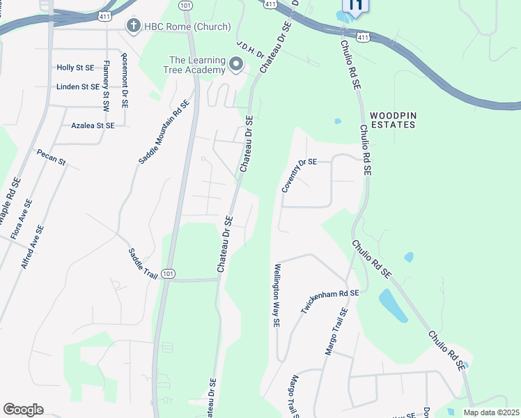 map of restaurants, bars, coffee shops, grocery stores, and more near 3 Cliffview Drive Southeast in Rome