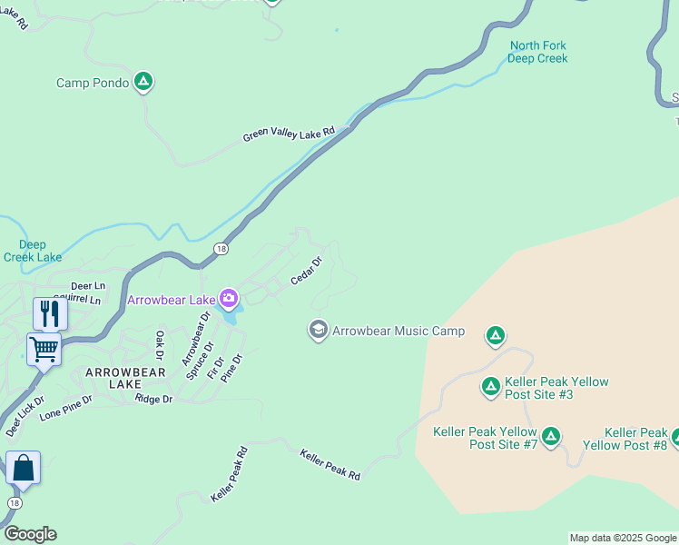 map of restaurants, bars, coffee shops, grocery stores, and more near 2190 Tank Road in San Bernardino County