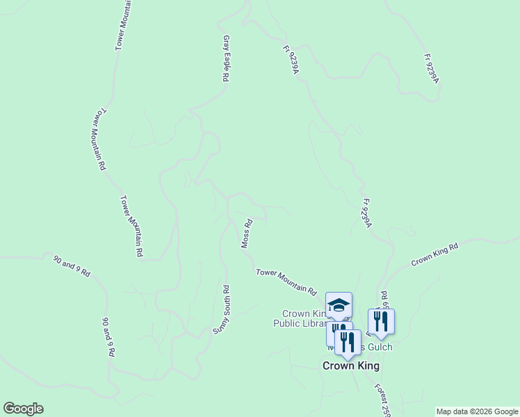 map of restaurants, bars, coffee shops, grocery stores, and more near 6897 Torpedo Road in Crown King