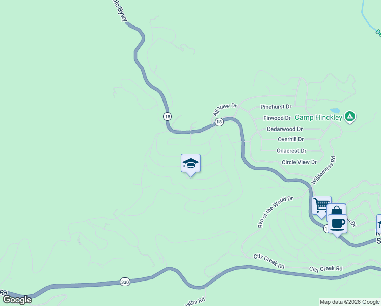 map of restaurants, bars, coffee shops, grocery stores, and more near 31042 Glen Oak Drive in Running Springs