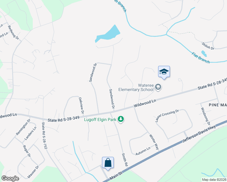 map of restaurants, bars, coffee shops, grocery stores, and more near 452 Sandwood Drive in Lugoff