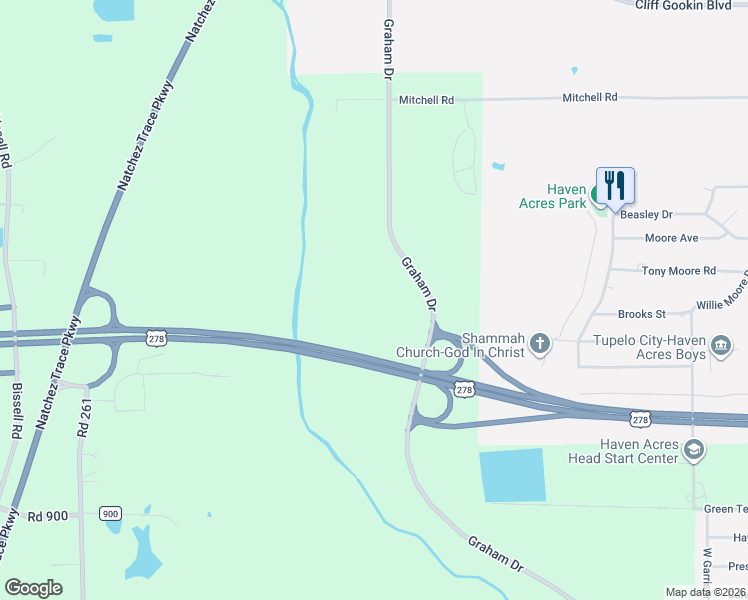 map of restaurants, bars, coffee shops, grocery stores, and more near in Tupelo