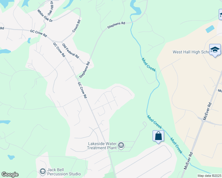map of restaurants, bars, coffee shops, grocery stores, and more near 6012 Fair Winds Cove in Flowery Branch