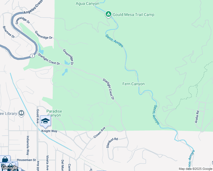 map of restaurants, bars, coffee shops, grocery stores, and more near 510 Starlight Crest Drive in La Cañada Flintridge