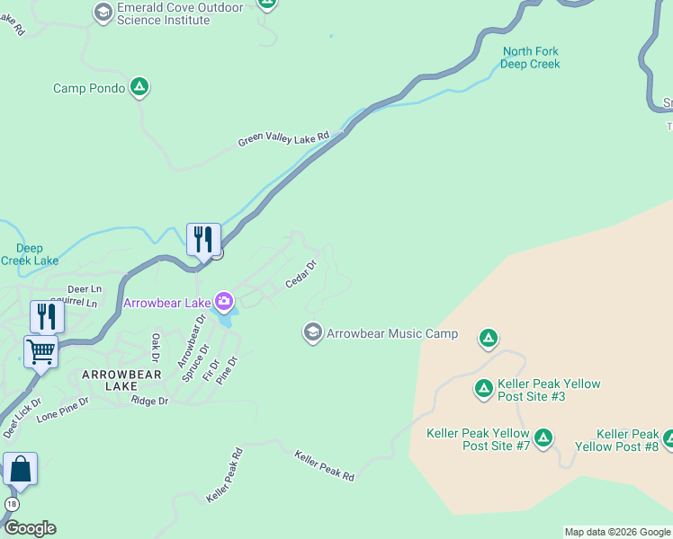 map of restaurants, bars, coffee shops, grocery stores, and more near 2190 Tank Road in San Bernardino County