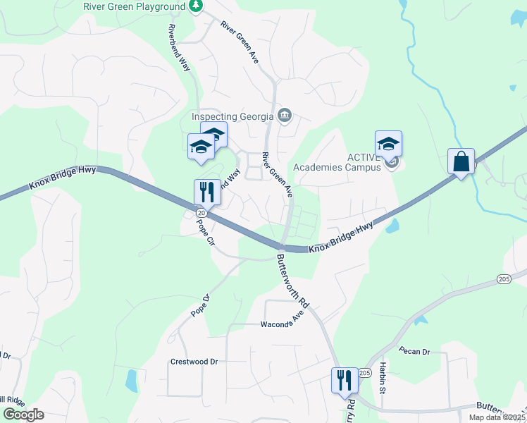 map of restaurants, bars, coffee shops, grocery stores, and more near 106 Oakview Passage in Canton