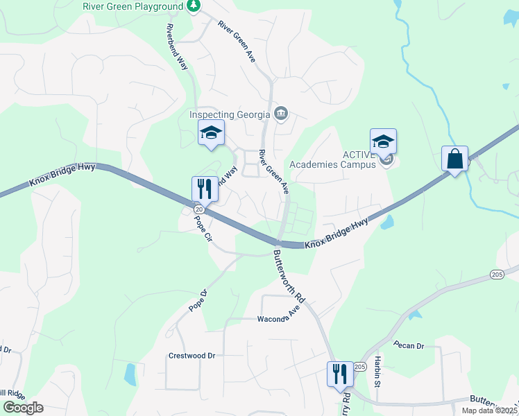 map of restaurants, bars, coffee shops, grocery stores, and more near 106 Oakview Passage in Canton