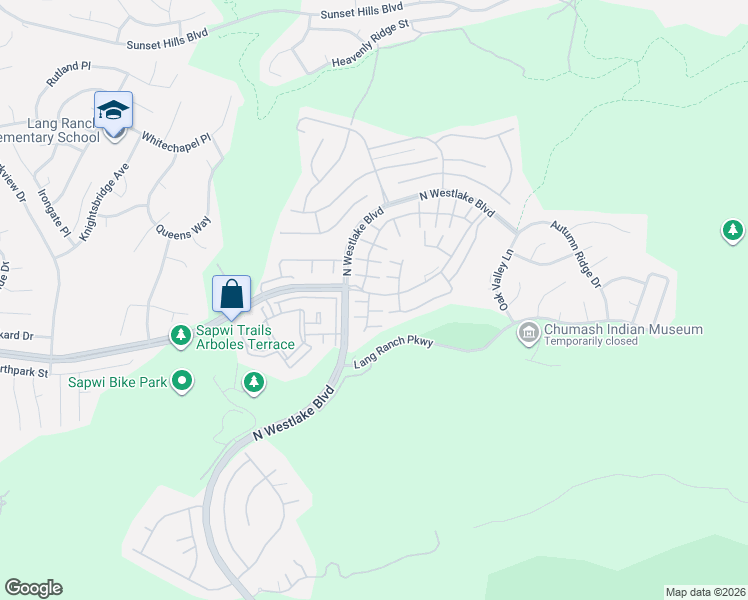 map of restaurants, bars, coffee shops, grocery stores, and more near 2551 Renata Court in Thousand Oaks