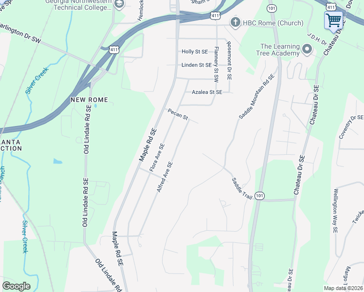 map of restaurants, bars, coffee shops, grocery stores, and more near 219 Alfred Avenue Southeast in Rome