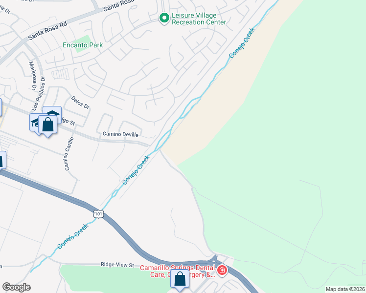map of restaurants, bars, coffee shops, grocery stores, and more near 62 Calleguas in Camarillo