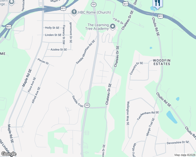 map of restaurants, bars, coffee shops, grocery stores, and more near 11 Saddlebrook Drive in Rome