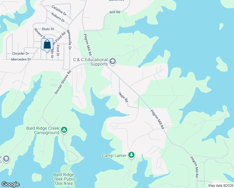 map of restaurants, bars, coffee shops, grocery stores, and more near 3578 Hope Road in Cumming