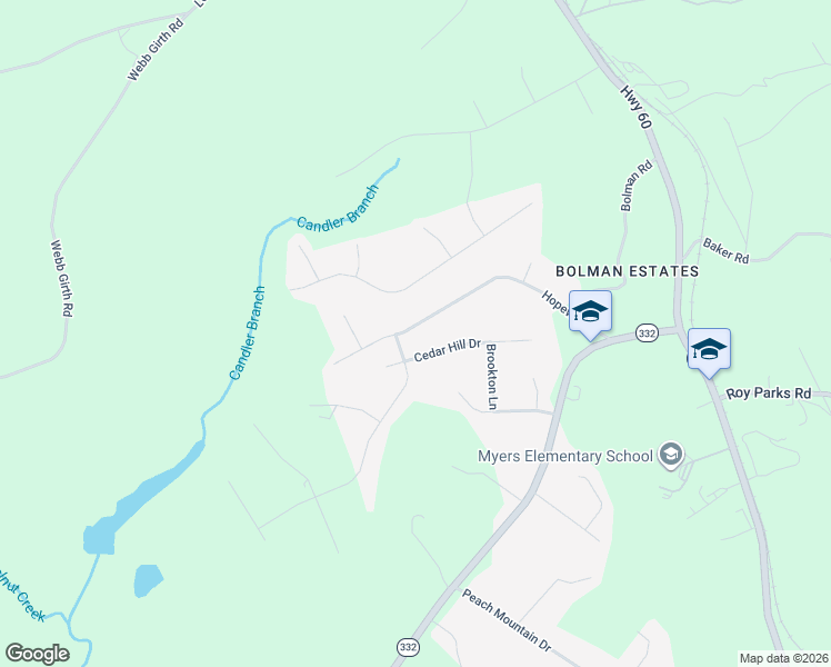 map of restaurants, bars, coffee shops, grocery stores, and more near 5261 Hopewell Lane in Gainesville