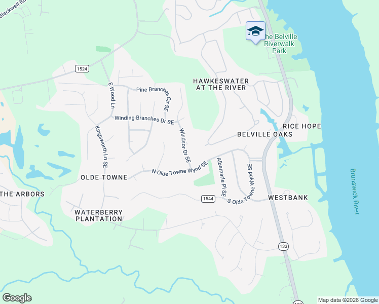 map of restaurants, bars, coffee shops, grocery stores, and more near 10148 N Olde Towne Wynd Southeast in Leland