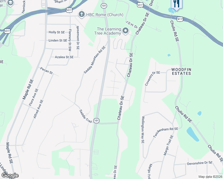 map of restaurants, bars, coffee shops, grocery stores, and more near 11 Saddlebrook Drive in Rome