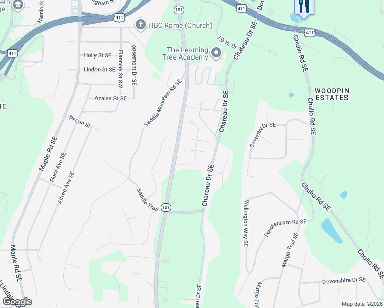 map of restaurants, bars, coffee shops, grocery stores, and more near 11 Saddlebrook Drive in Rome