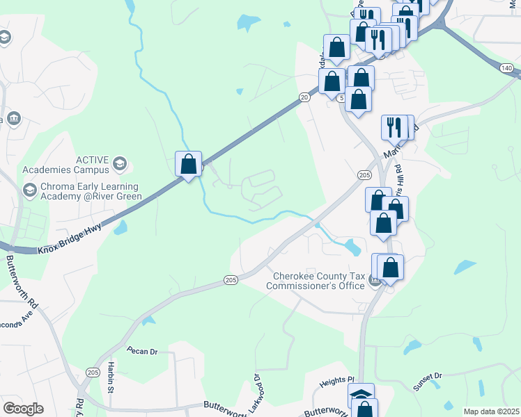 map of restaurants, bars, coffee shops, grocery stores, and more near 332 Winston Circle in Canton