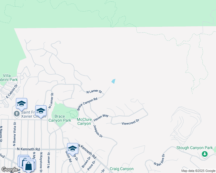 map of restaurants, bars, coffee shops, grocery stores, and more near 3429 Brace Canyon Road in Burbank