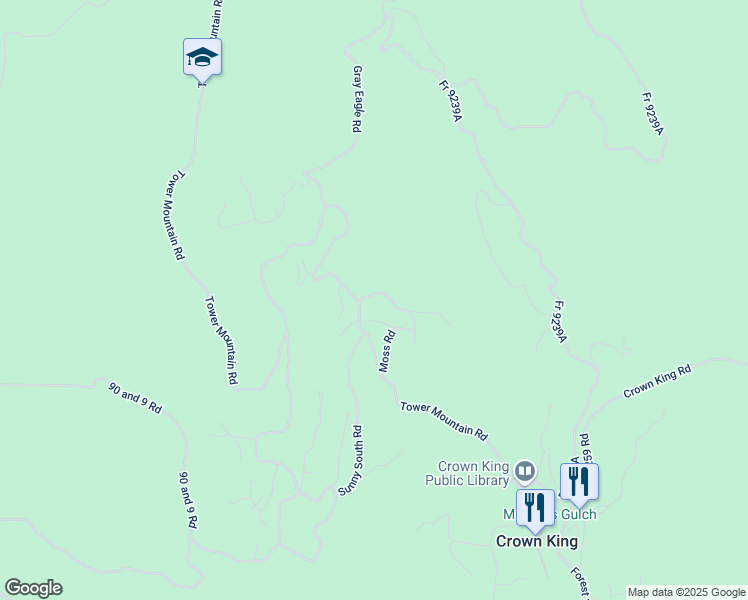 map of restaurants, bars, coffee shops, grocery stores, and more near 6822 Oak Drive in Crown King