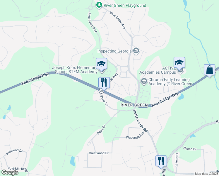map of restaurants, bars, coffee shops, grocery stores, and more near 320 Oakview Way in Canton
