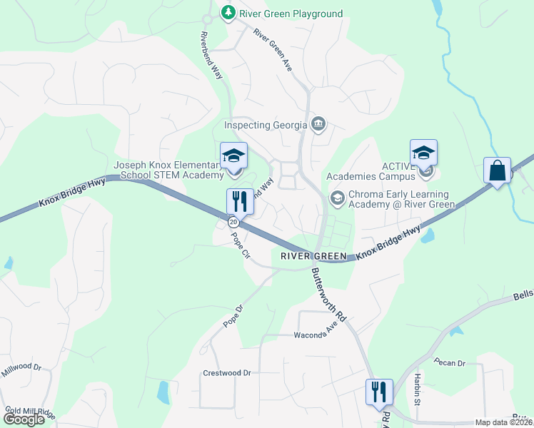 map of restaurants, bars, coffee shops, grocery stores, and more near 309 Oakview Way in Canton