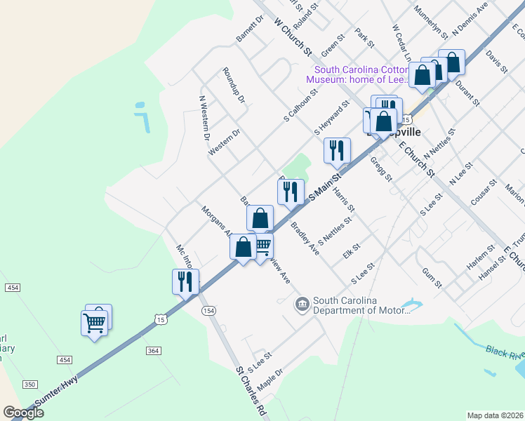 map of restaurants, bars, coffee shops, grocery stores, and more near 110 Baskin Avenue in Bishopville