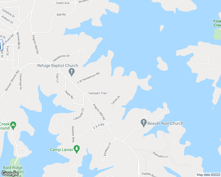 map of restaurants, bars, coffee shops, grocery stores, and more near 3815 Tamiami Trail in Cumming