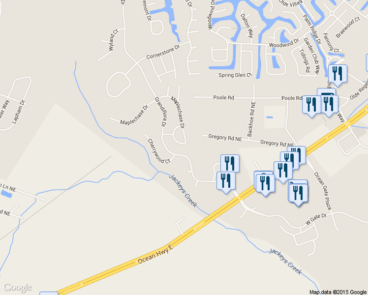 map of restaurants, bars, coffee shops, grocery stores, and more near 1027 Winterberry Circle in Leland