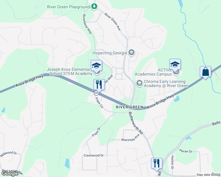 map of restaurants, bars, coffee shops, grocery stores, and more near 305 Oakview Way in Canton