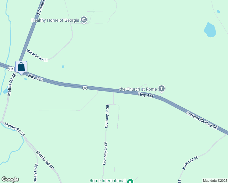 map of restaurants, bars, coffee shops, grocery stores, and more near 0 Hillindale Drive Southeast in Rome