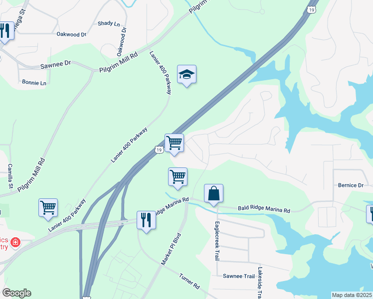 map of restaurants, bars, coffee shops, grocery stores, and more near 1241 Fischer Trace in Cumming