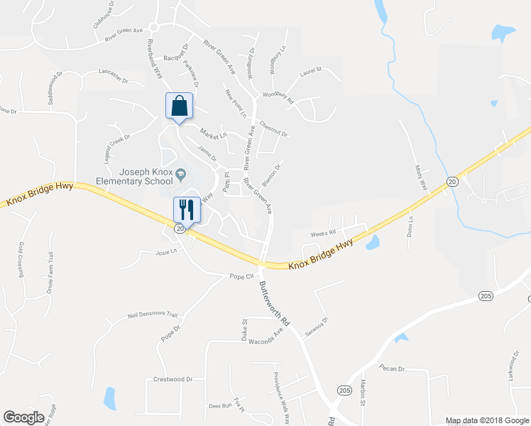 map of restaurants, bars, coffee shops, grocery stores, and more near 235 River Green Avenue in Canton