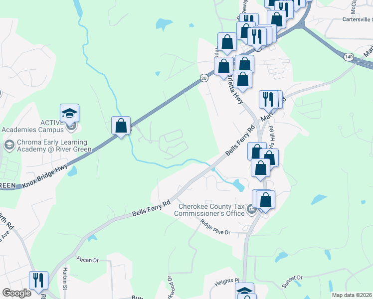 map of restaurants, bars, coffee shops, grocery stores, and more near 336 Winston Circle in Canton