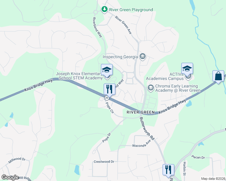 map of restaurants, bars, coffee shops, grocery stores, and more near 409 Oakview Lane in Canton