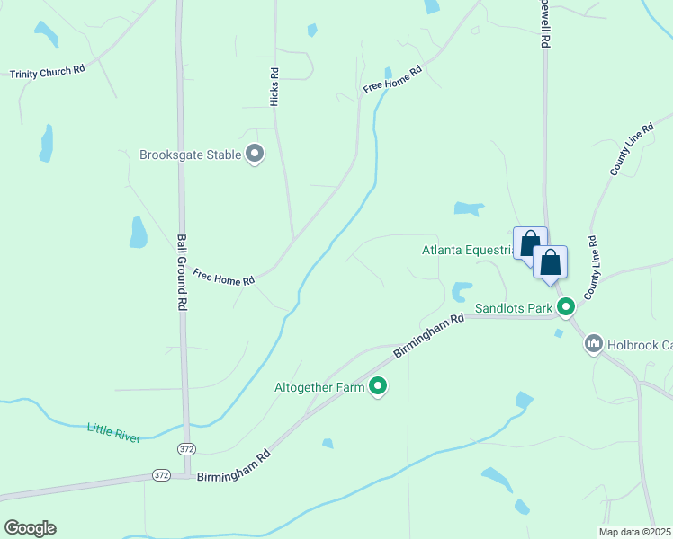 map of restaurants, bars, coffee shops, grocery stores, and more near 125 Birmingham Walk in Alpharetta