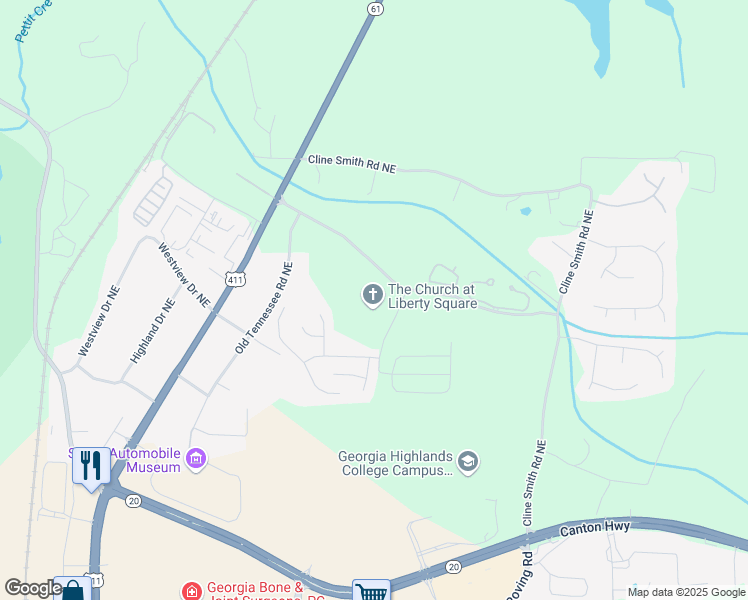 map of restaurants, bars, coffee shops, grocery stores, and more near 2001 Liberty Square Drive Northeast in Cartersville