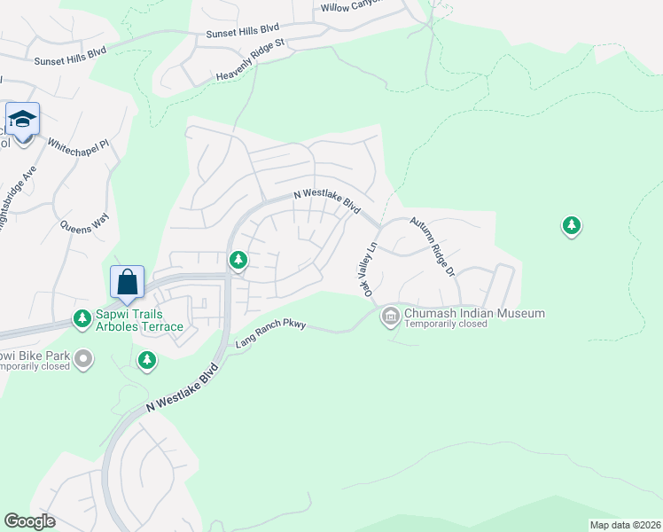 map of restaurants, bars, coffee shops, grocery stores, and more near 3170 Clarita Court in Thousand Oaks