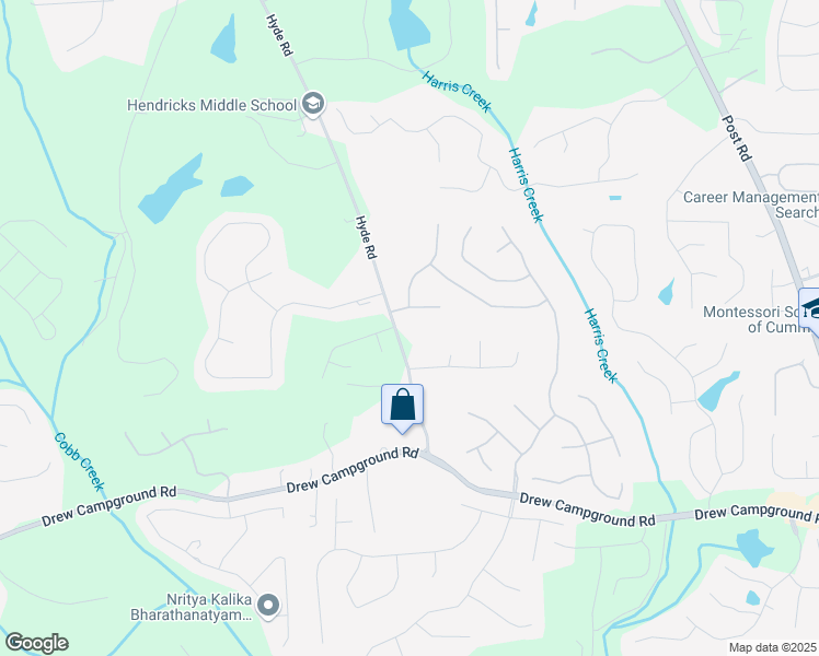 map of restaurants, bars, coffee shops, grocery stores, and more near 5230 Hyde Road in Cumming