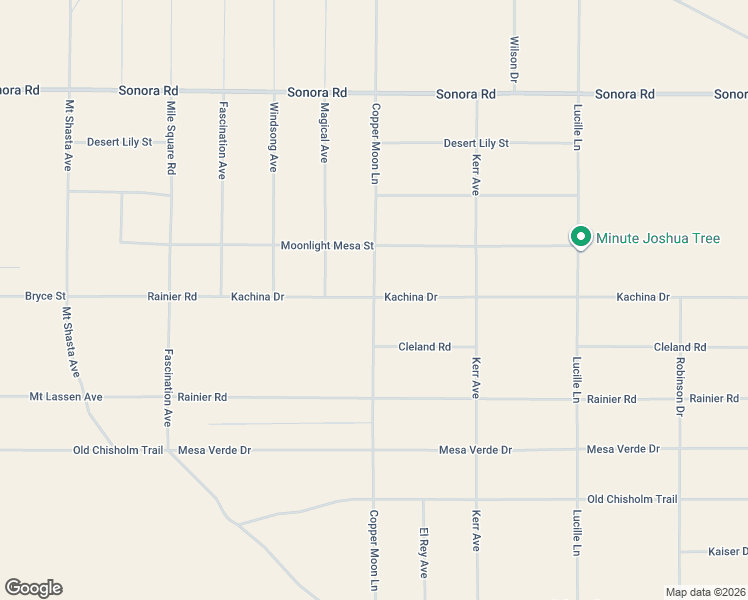 map of restaurants, bars, coffee shops, grocery stores, and more near 2100 Copper Moon Lane in Joshua Tree