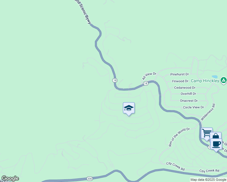 map of restaurants, bars, coffee shops, grocery stores, and more near 30902 Live Oak Drive in Running Springs