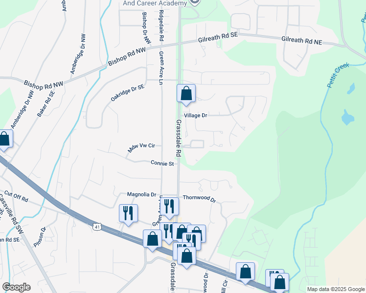 map of restaurants, bars, coffee shops, grocery stores, and more near 508 Grassdale Road in Cartersville