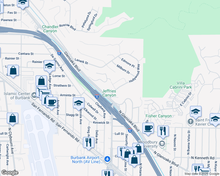 map of restaurants, bars, coffee shops, grocery stores, and more near 10021 Rutledge Place in Los Angeles