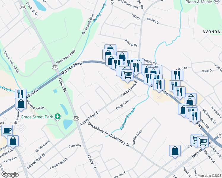 map of restaurants, bars, coffee shops, grocery stores, and more near 117 Pin Oak Drive in Greenwood