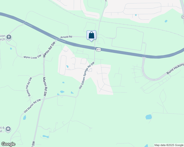 map of restaurants, bars, coffee shops, grocery stores, and more near 40 Gilliam Crossing in Cartersville