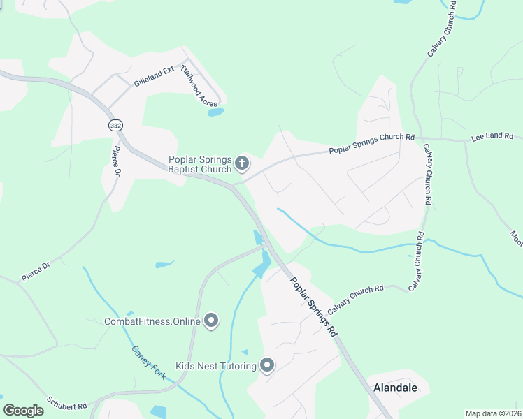 map of restaurants, bars, coffee shops, grocery stores, and more near 3631 Poplar Springs Road in Gainesville