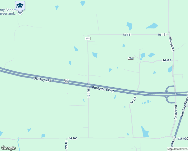 map of restaurants, bars, coffee shops, grocery stores, and more near 327 Road 151 in Tupelo